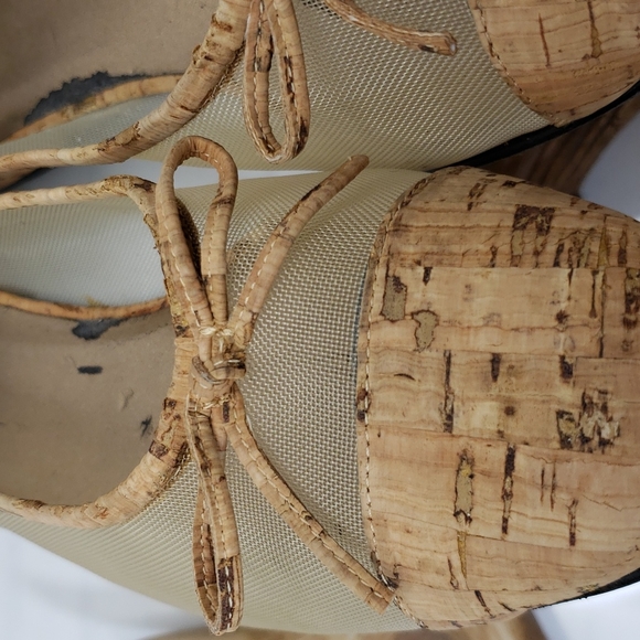 Vintage Rare Vaneli Cork & Mesh Bow Accent Ballet Flats Size 9.5 M - Picture 12 of 16